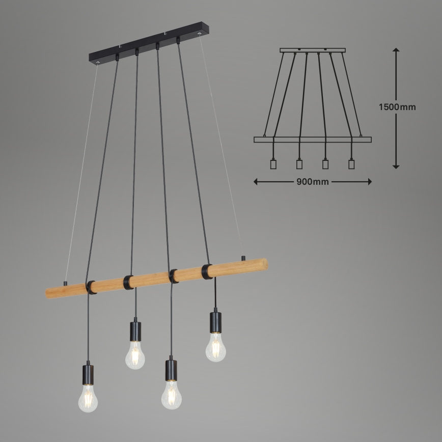 Briloner 4015045 - Luster na lanku 4xE27/25W/230V kaučukovník