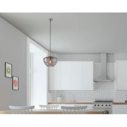 Briloner 4016-014 - Závesné svietidlo na lanku SEVENTIES 1xE27/40W/230V dymovošedá