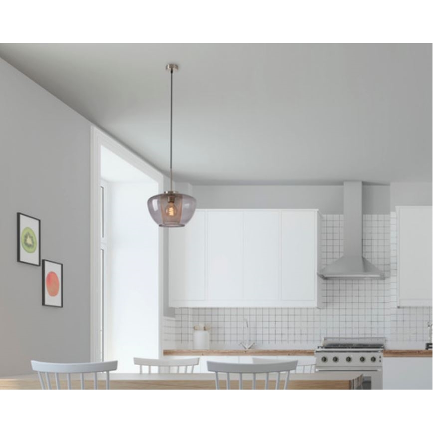 Briloner 4016-014 - Závesné svietidlo na lanku SEVENTIES 1xE27/40W/230V dymovošedá