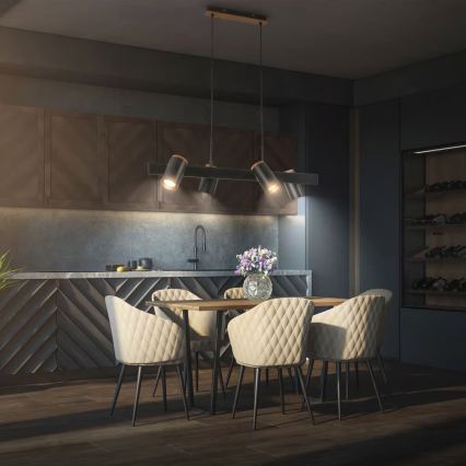 Briloner 4059045 - Závesné svietidlo ERA na lankách 4xGU10/10W/230V čierne