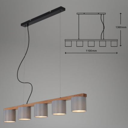 Briloner 4075-054 - Závesný luster RHON na lankách 5xE14/25W/230V