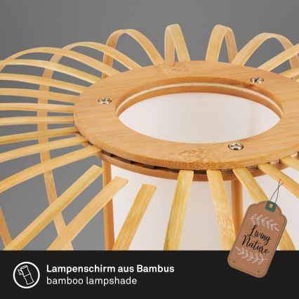 Briloner 4759011 - Závesný luster na lanku 1xE27/10W/230V čierna/bambus