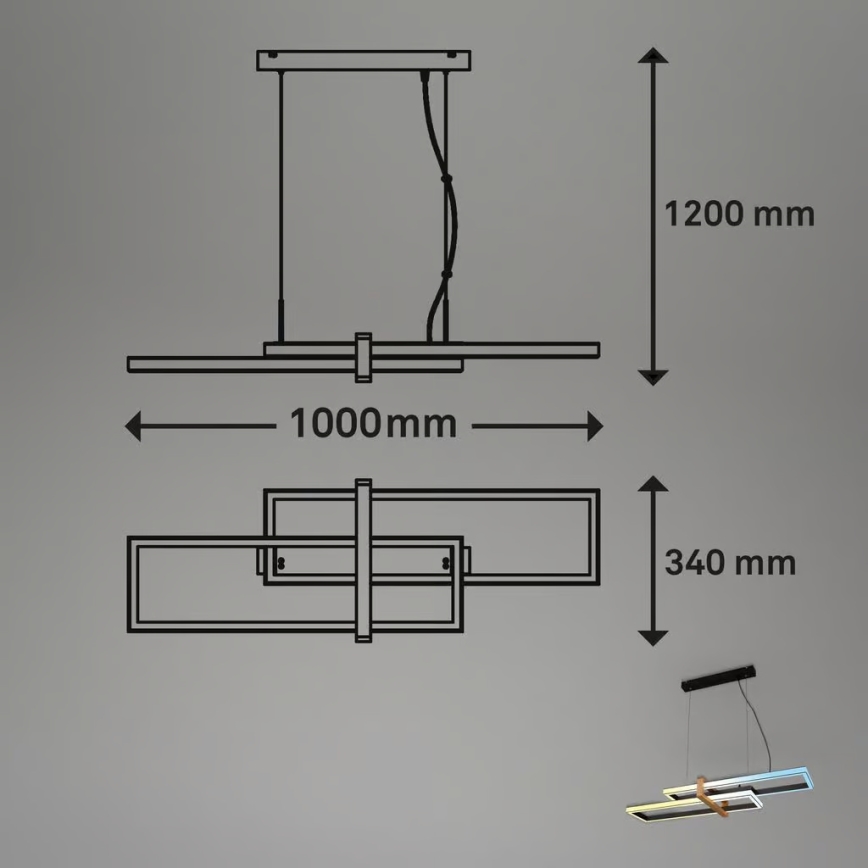 Briloner 4768015 - LED stmievateľný luster na lanku LED/44W/230V 2700-6500K 100 cm + diaľkové ovládanie