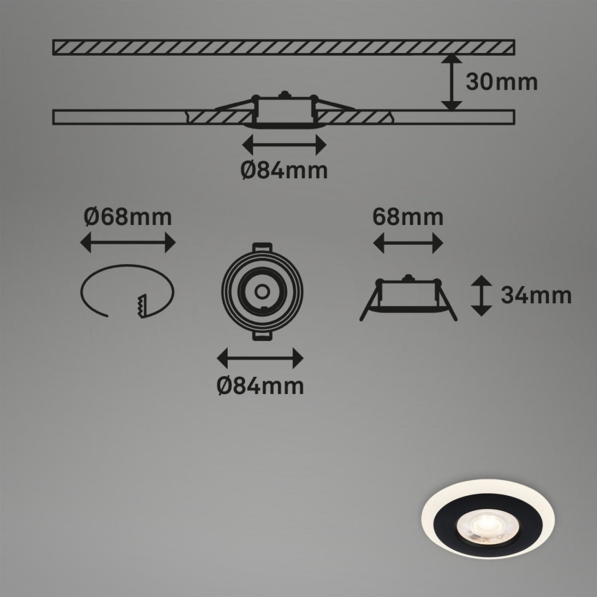 Briloner 7039-035 - SADA 3x LED Kúpeľňové podhľadové svietidlo LED/5W/230V IP44