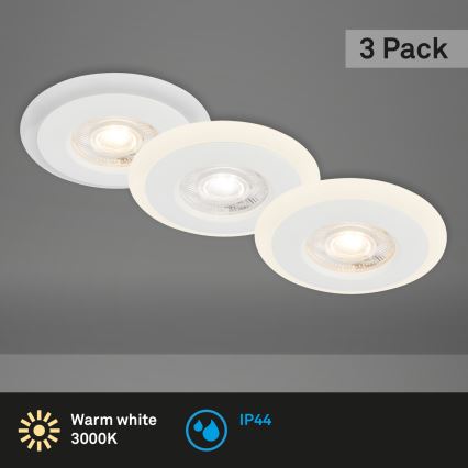 Briloner 7039036 - Sada 3x LED kúpeľňových podhľadových svietidiel LED/5W/230V IP44 biela