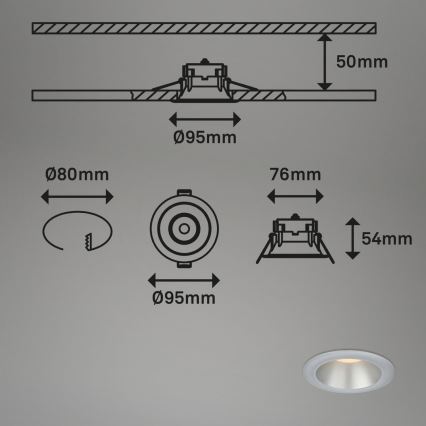 Briloner 7041-034 - SADA 3x LED Kúpeľňové podhľadové svietidlo LED/4,9W/230V IP44 strieborná