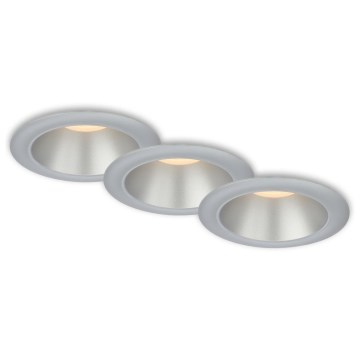 Briloner 7041-034 - SADA 3x LED Kúpeľňové podhľadové svietidlo LED/4,9W/230V IP44 strieborná
