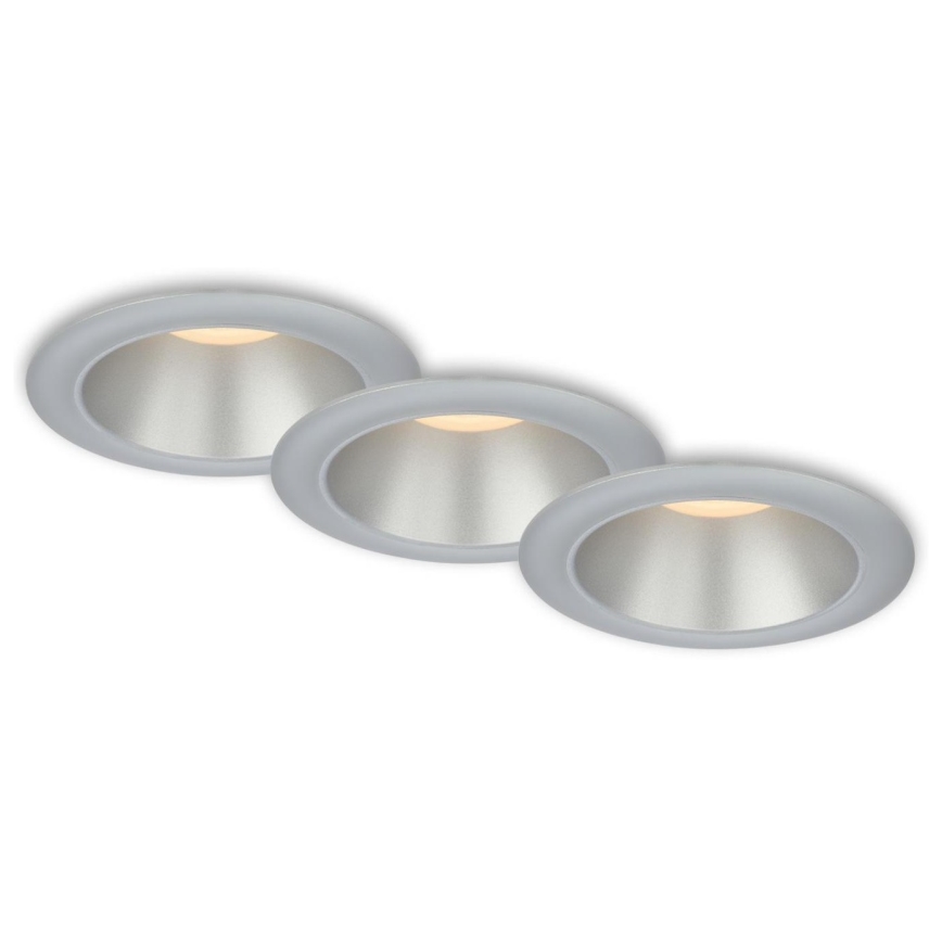 Briloner 7041-034 - SADA 3x LED Kúpeľňové podhľadové svietidlo LED/4,9W/230V IP44 strieborná