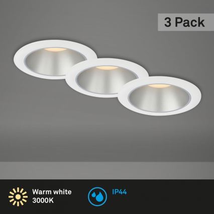 Briloner 7041-036 - SADA 3x LED Kúpeľňové podhľadové svietidlo LED/4,9W/230V IP44 biela