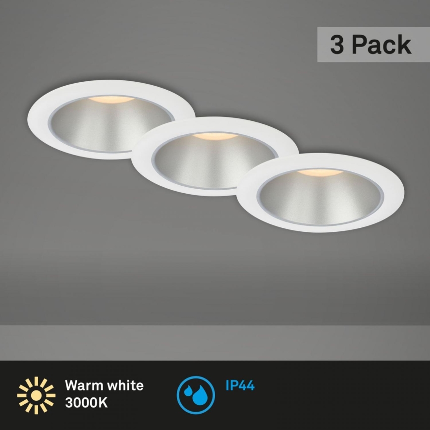 Briloner 7041-036 - SADA 3x LED Kúpeľňové podhľadové svietidlo LED/4,9W/230V IP44 biela