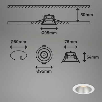 Briloner 7041-036 - SADA 3x LED Kúpeľňové podhľadové svietidlo LED/4,9W/230V IP44 biela