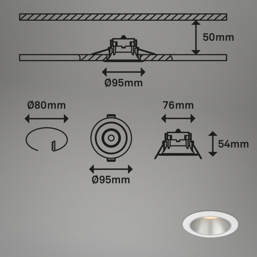 Briloner 7041-036 - SADA 3x LED Kúpeľňové podhľadové svietidlo LED/4,9W/230V IP44 biela