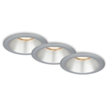 Briloner 7042-034 - SADA 3x Kúpeľňové podhľadové svietidlo 1xGU10/9W/230V IP23 strieborná
