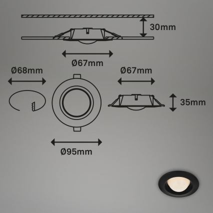 Briloner 7056-035 - SADA 3x LED Kúpeľňové podhľadové svietidlo LED/3W/230V IP44