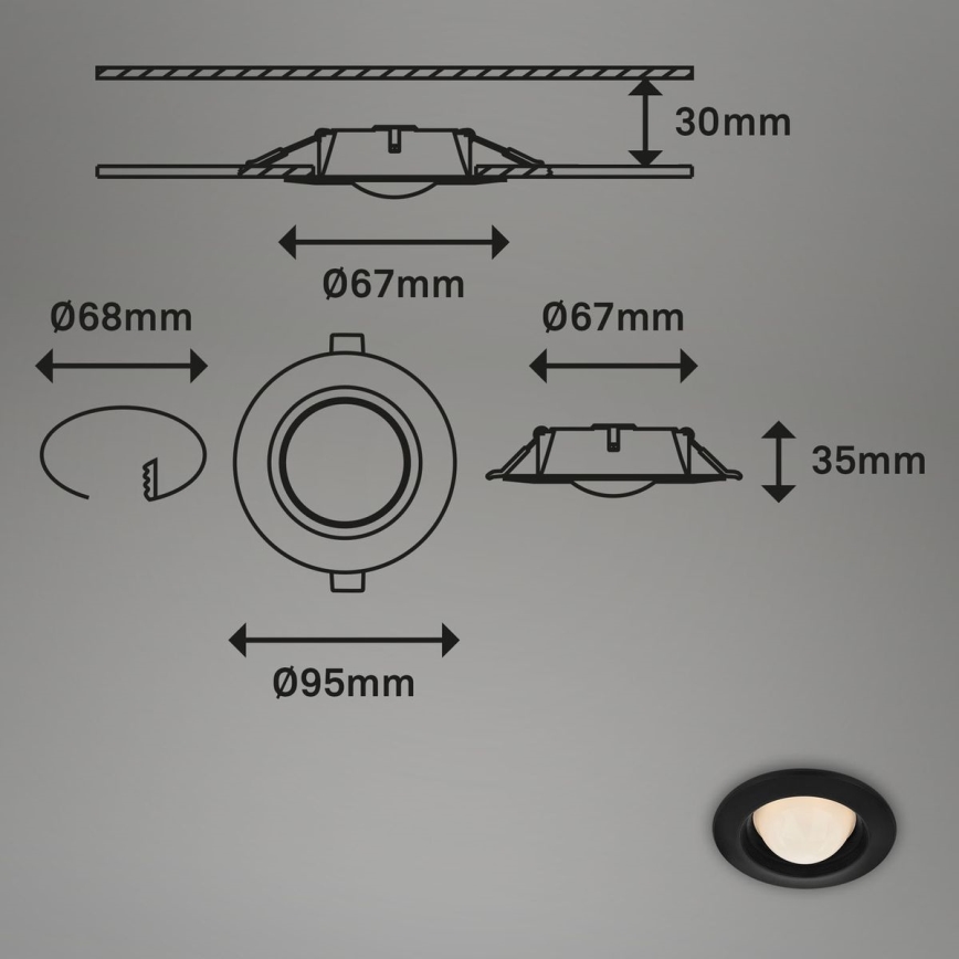 Briloner 7056-035 - SADA 3x LED Kúpeľňové podhľadové svietidlo LED/3W/230V IP44