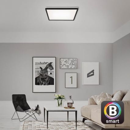 Briloner 7060-015 - LED stmievateľný prisadený panel SLIM LED/22W/230V 2700-6500K 42x42 cm čierny Wi-Fi Tuya + diaľkové ovládanie