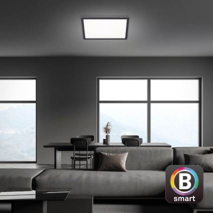 Briloner 7060-015 - LED stmievateľný prisadený panel SLIM LED/22W/230V 2700-6500K 42x42 cm čierny Wi-Fi Tuya + diaľkové ovládanie