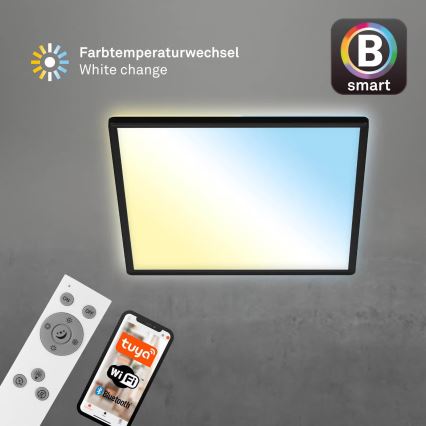 Briloner 7060-015 - LED stmievateľný prisadený panel SLIM LED/22W/230V 2700-6500K 42x42 cm čierny Wi-Fi Tuya + diaľkové ovládanie