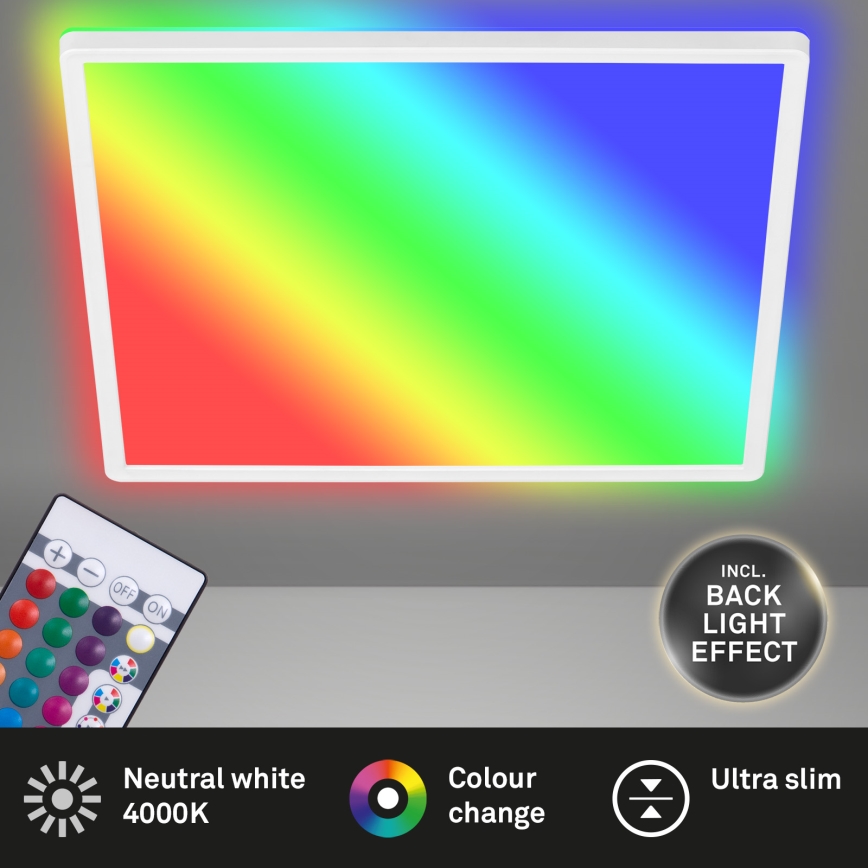 Briloner 7090-416 - LED RGBW Stmievateľné stropné svietidlo SLIM LED/15W/230V + diaľkové ovládanie
