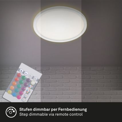Briloner 7092-416 - LED RGBW Stmievateľné stropné svietidlo SLIM LED/15W/230V + diaľkové ovládanie