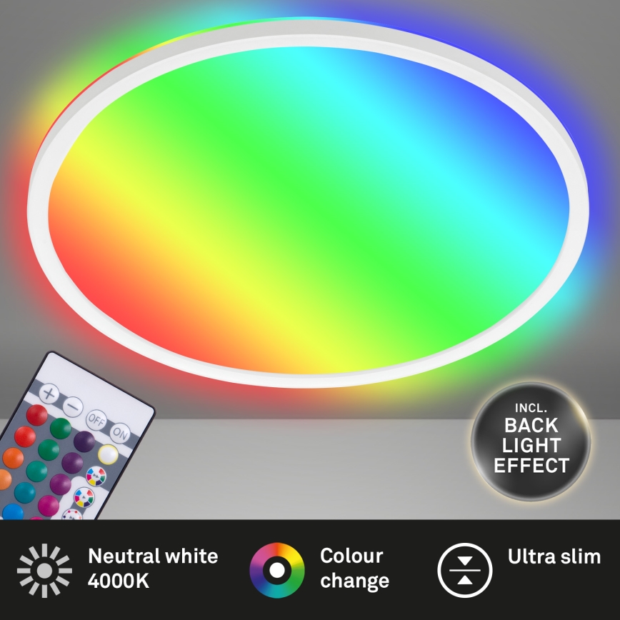 Briloner 7092-416 - LED RGBW Stmievateľné stropné svietidlo SLIM LED/15W/230V + diaľkové ovládanie