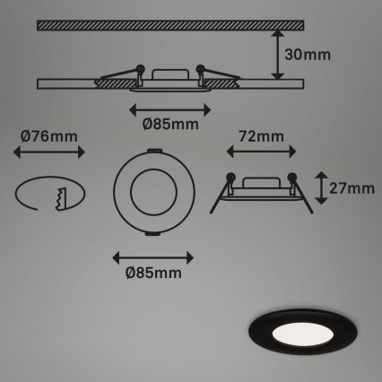 Briloner 7113-415 - LED Kúpeľňové podhľadové svietidlo FLAT LED/5W/230V IP44