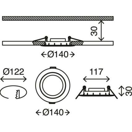 Briloner 7116-412 - LED Kúpeľňové podhľadové svietidlo FLAT IN LED/9W/230V IP23