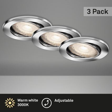 Briloner 7144-038 - SADA 3x LED Kúpeľňové podhľadové svietidlo SLIDE GU10/3,5W/230V IP23