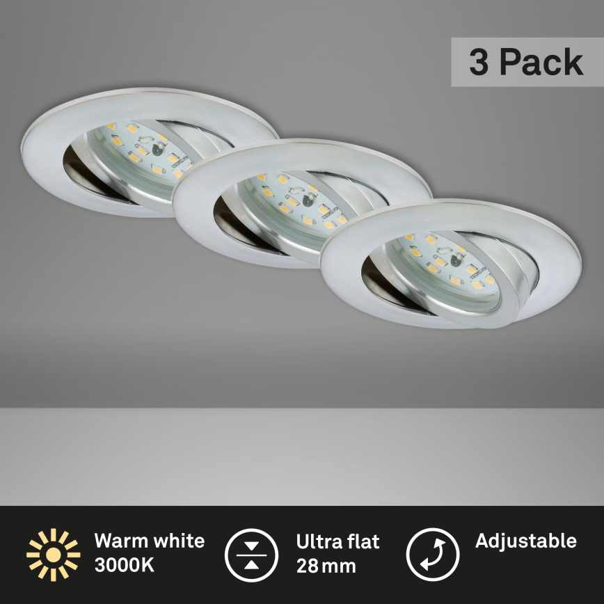Briloner 7209-039 - SADA 3x LED Kúpeľňové podhľadové svietidlo ATTACH LED/5W/230V IP23 matný chróm