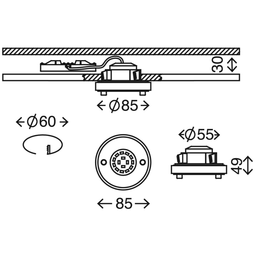 Briloner 7214-012 - LED Kúpeľňové podhľadové svietidlo ATTACH LED/5W/230V IP44