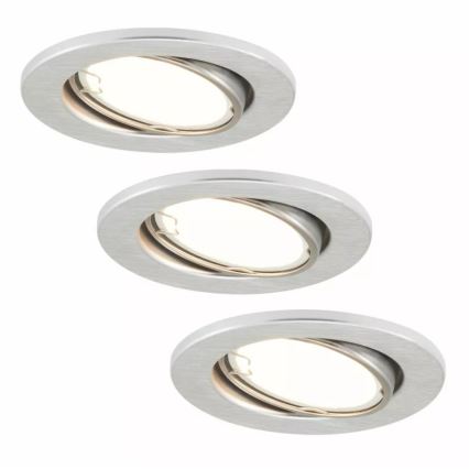 Briloner 7221-039 - SADA 3x LED Kúpeľňové podhľadové svietidlo 1xGU10/3W/230V IP23 strieborná