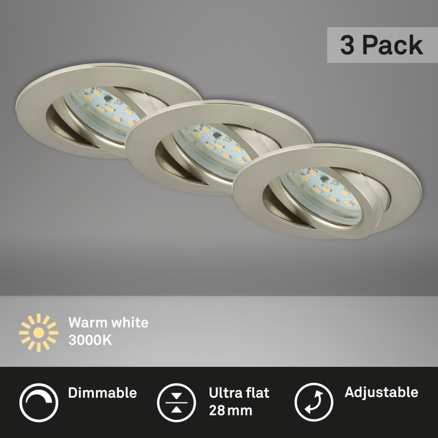 Briloner 7232-032 - SADA 3 ks stmievateľných LED kúpeľňových podhľadových svietidiel ATTACH LED/5,5W/230V IP23