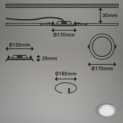 Briloner 7286-012 - LED Kúpeľňové podhľadové svietidlo LED/12W/230V IP44
