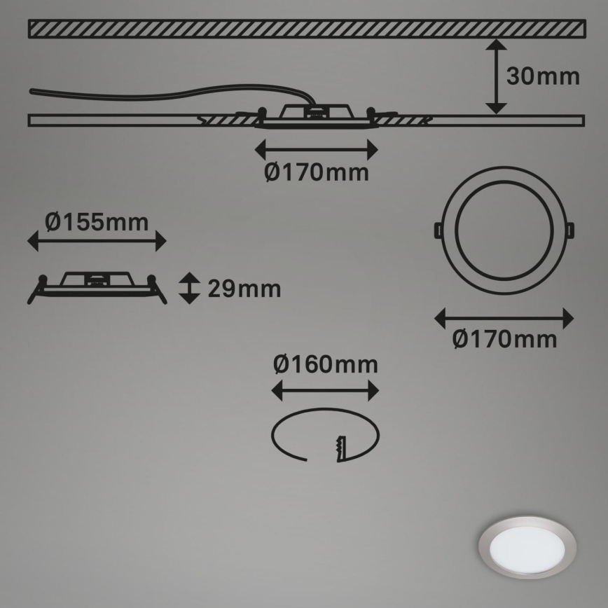 Briloner 7286-012 - LED Kúpeľňové podhľadové svietidlo LED/12W/230V IP44