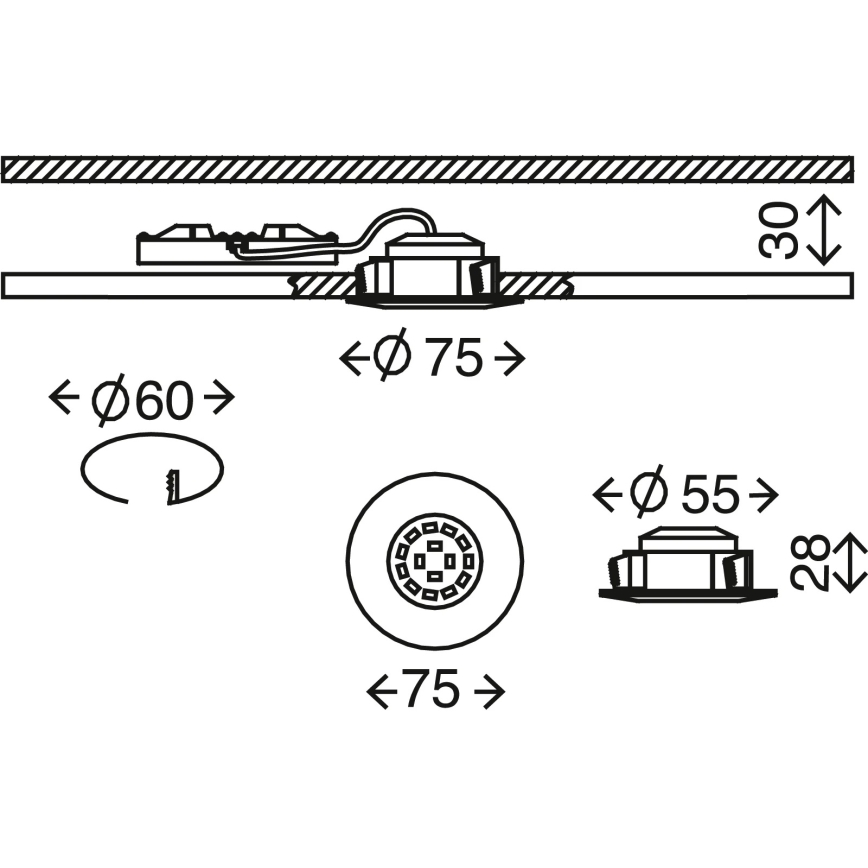Briloner 7295-011 - LED Stmievateľné kúpeľňové podhľadové svietidlo ATTACH LED/6,5W/230V IP44