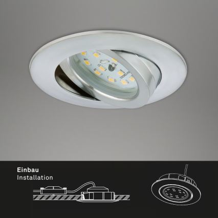 Briloner 7296-039 - SADA 3x stmievateľných LED kúpeľňových zapustených svietidiel 1xLED/6,5W/230V 3000K IP23 matný chróm