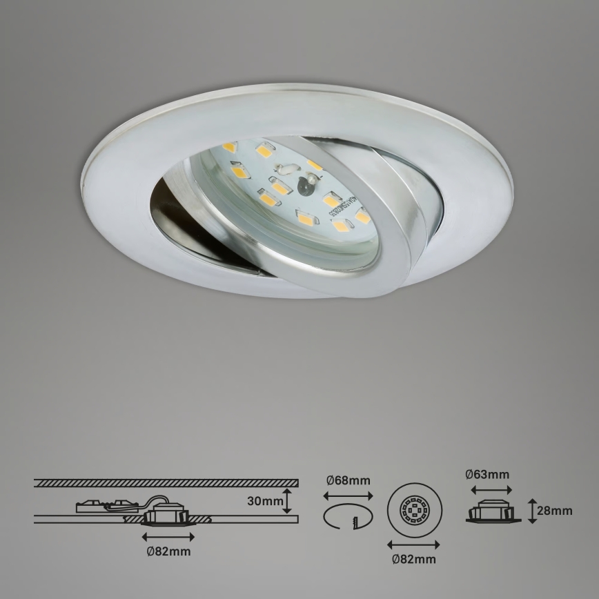 Briloner 7296-039 - SADA 3x stmievateľných LED kúpeľňových zapustených svietidiel 1xLED/6,5W/230V 3000K IP23 matný chróm