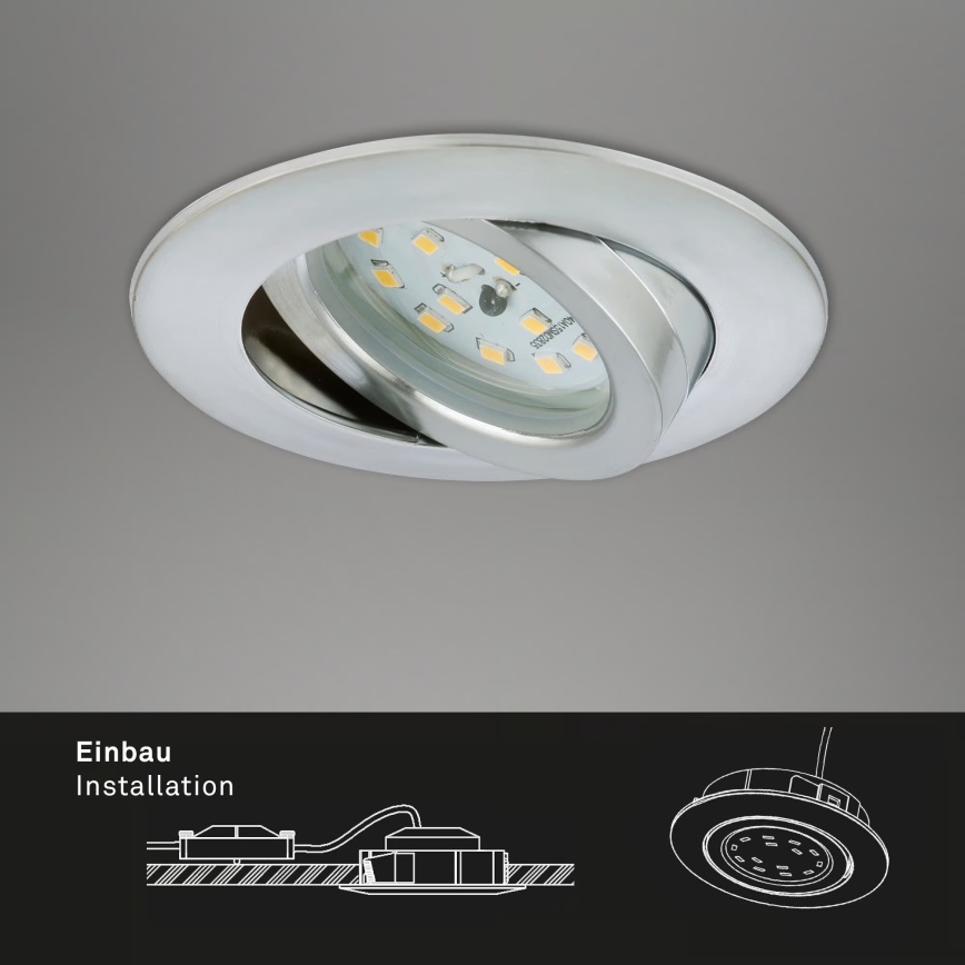 Briloner 7296-039 - Sada 3× stmievateľných kúpeľňových zapustených LED svietidiel LED/6,5 W/230 V 3000 K IP23, matný chróm