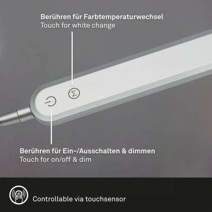 Briloner 7389-014 - LED Stmievateľná dotyková flexibilní stolná lampa SERVO LED/8W/230V 3000/4000/6500K