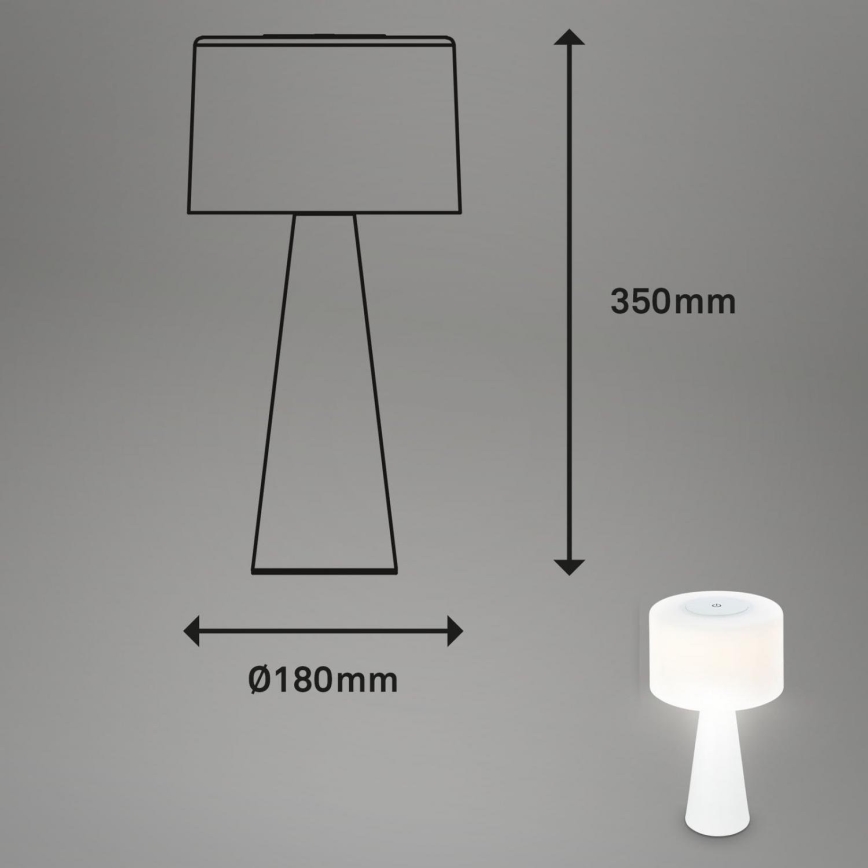 Briloner 7420016 - LED Stmievateľná nabíjacia dotyková vonkajšia stolná lampa LED/4W/5V IP44 3000K biela
