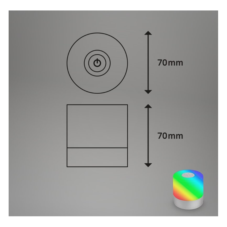 Briloner 7462014 - LED RGB Nabíjacia vonkajšia stolná lampa LED/1,5W/5V IP44 1200 mAh matný chróm