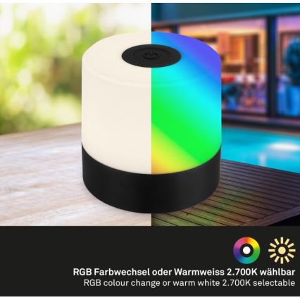 Briloner 7462015 - LED RGB Nabíjacia vonkajšia stolná lampa LED/1,5W/5V IP44 1200 mAh čierna