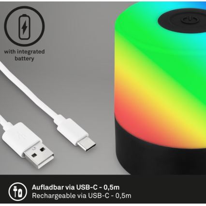 Briloner 7462015 - LED RGB Nabíjacia vonkajšia stolná lampa LED/1,5W/5V IP44 1200 mAh čierna
