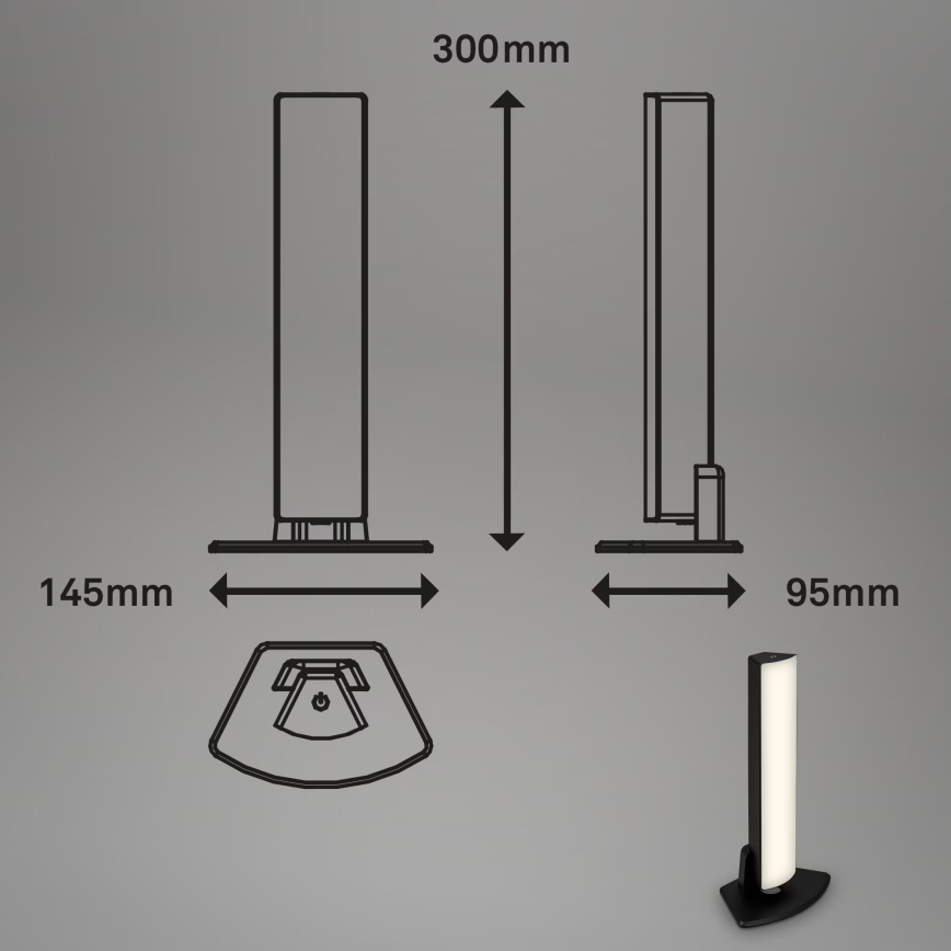 Briloner 7474-015 - LED Stmievateľná dotyková nabíjacia vonkajšia stolná lampa 2v1 LED/7W/5V 2x2200 mAh USB 3000K IP44 čierna