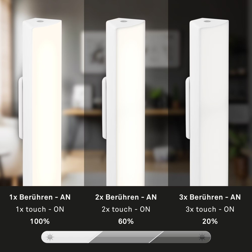 Briloner 7474-016 - LED Stmievateľná dotyková nabíjacia vonkajšia stolná lampa 2v1 LED/7W/5V 2x2200 mAh USB 3000K IP44 biela