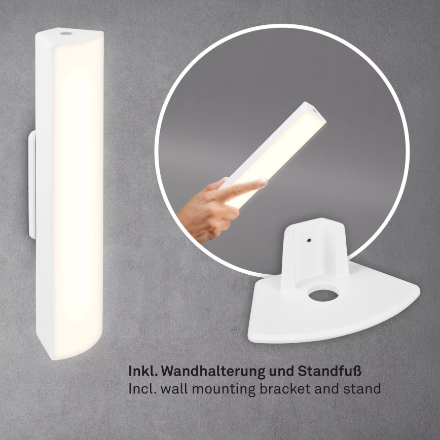 Briloner 7474-016 - LED Stmievateľná dotyková nabíjacia vonkajšia stolná lampa 2v1 LED/7W/5V 2x2200 mAh USB 3000K IP44 biela