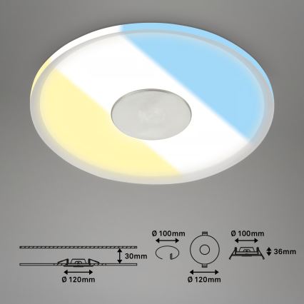 Briloner 7480019 - LED kúpeľňové zabudovateľné svietidlo/6W/230V 3000/4000/6500K IP44 biela