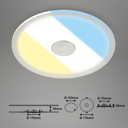 Briloner 7481019 - LED kúpeľňové podhľadové svietidlo LED/12W/230V 3000/4000/6500K IP44 biela