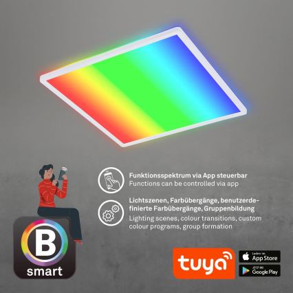 Briloner 7491-016 - LED RGBW stmievateľné stropné svietidlo SMART LED/22W/230V 4000K 42x42 cm Wi-Fi Tuya + diaľkové ovládanie
