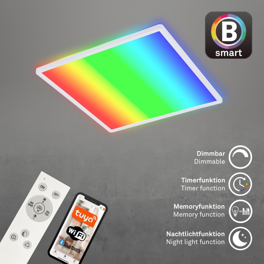 Briloner 7491-016 - LED RGBW stmievateľné stropné svietidlo SMART LED/22W/230V 4000K 42x42 cm Wi-Fi Tuya + diaľkové ovládanie